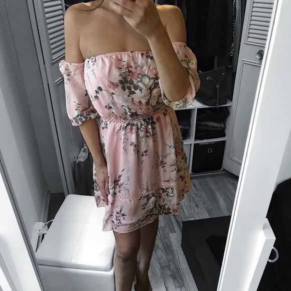 Dresses & Skirts - LAST 1✨Floral Lace Trim Bardot Off Shoulder Dress